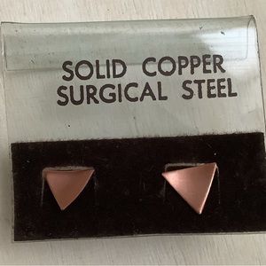 New vintage solid copper minimalist triangle earrings
